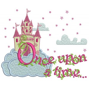 Once Upon a Time Fairy Tale Castle Filled Machine Embroidery Design Digitized Pattern